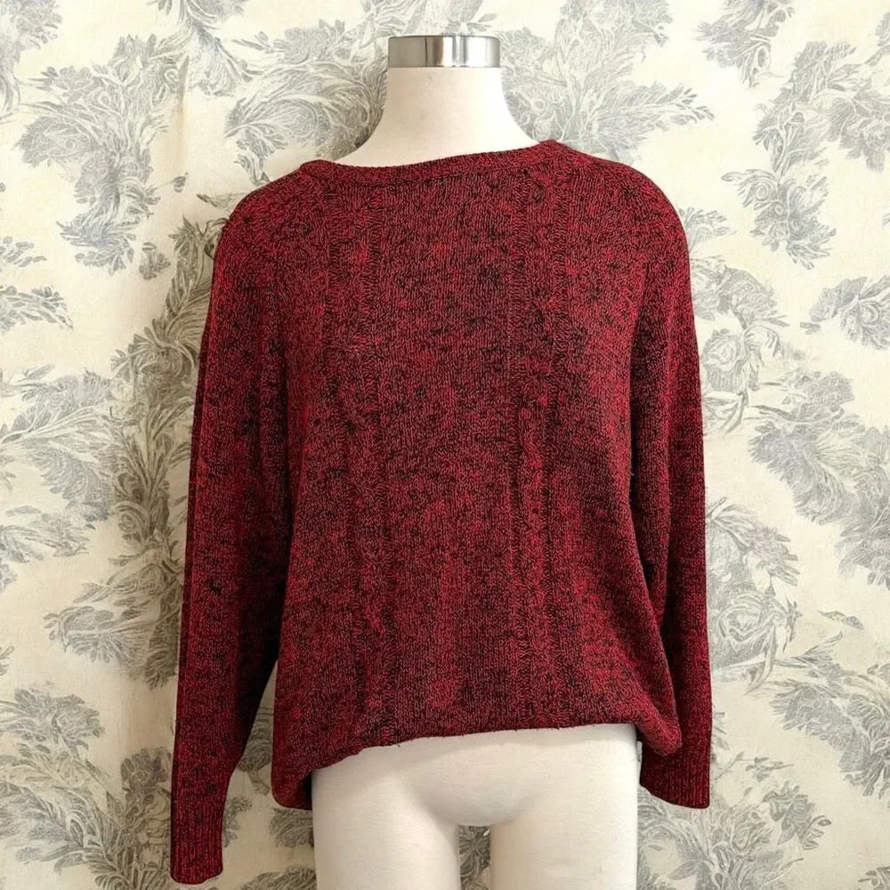 BLVD East Red Marled Acrylic Sweater Medium Pullover Crewneck